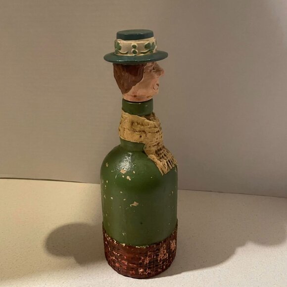 VTG 1950s Whimsical Kitschy Irishman w/ Shamrock Hat Whiskey Spirits Decanter - Picture 3 of 9